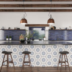 Santorini Blue & White Floral Marble Mosaic Tile | Tile Club