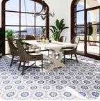 Santorini Blue & White Floral Marble Mosaic Tile | Tile Club
