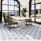 Santorini Blue & White Floral Marble Mosaic Tile | Tile Club