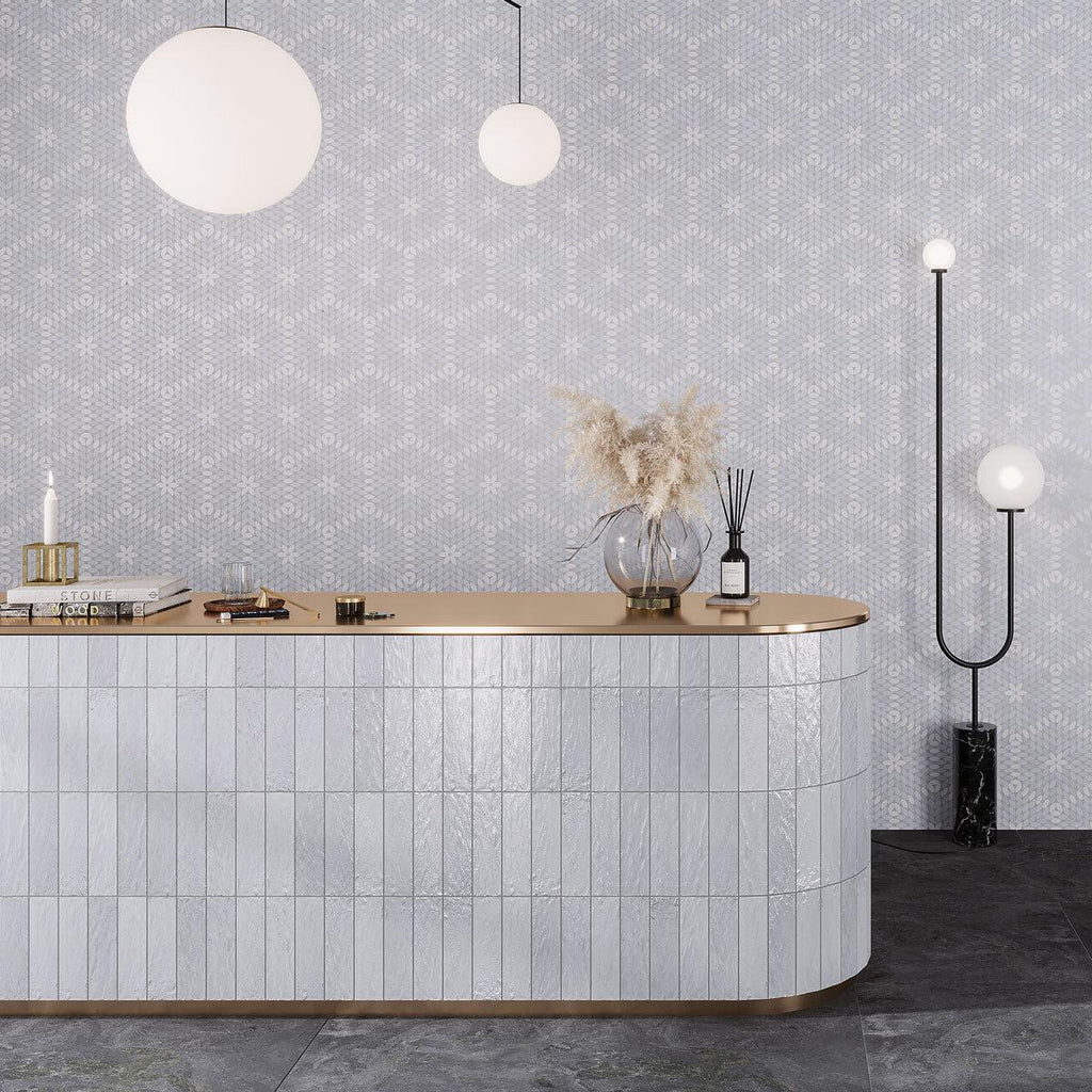 Santorini Blue & White Petals Marble Mosaic Tile Marble Mosaic Tile | Tile Club