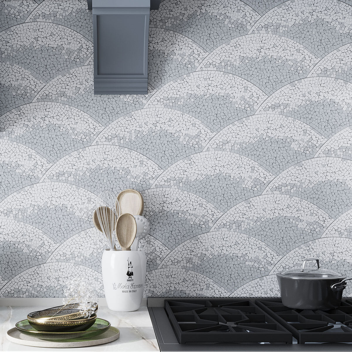 Santorini Blue & White Wave Marble Mosaic Tile