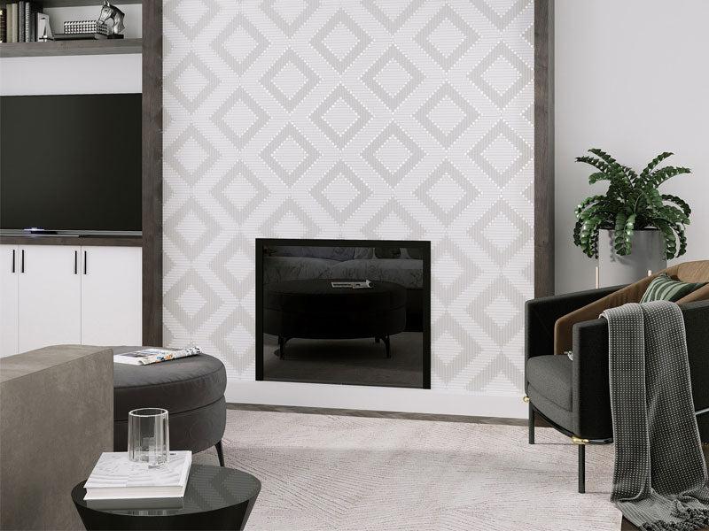 Santorini Geometric White Marble Mosaic Tile | Tile Club