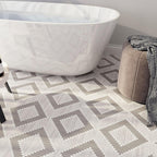 Santorini Geometric Wood Look Marble Mosaic Tile | Tile Club