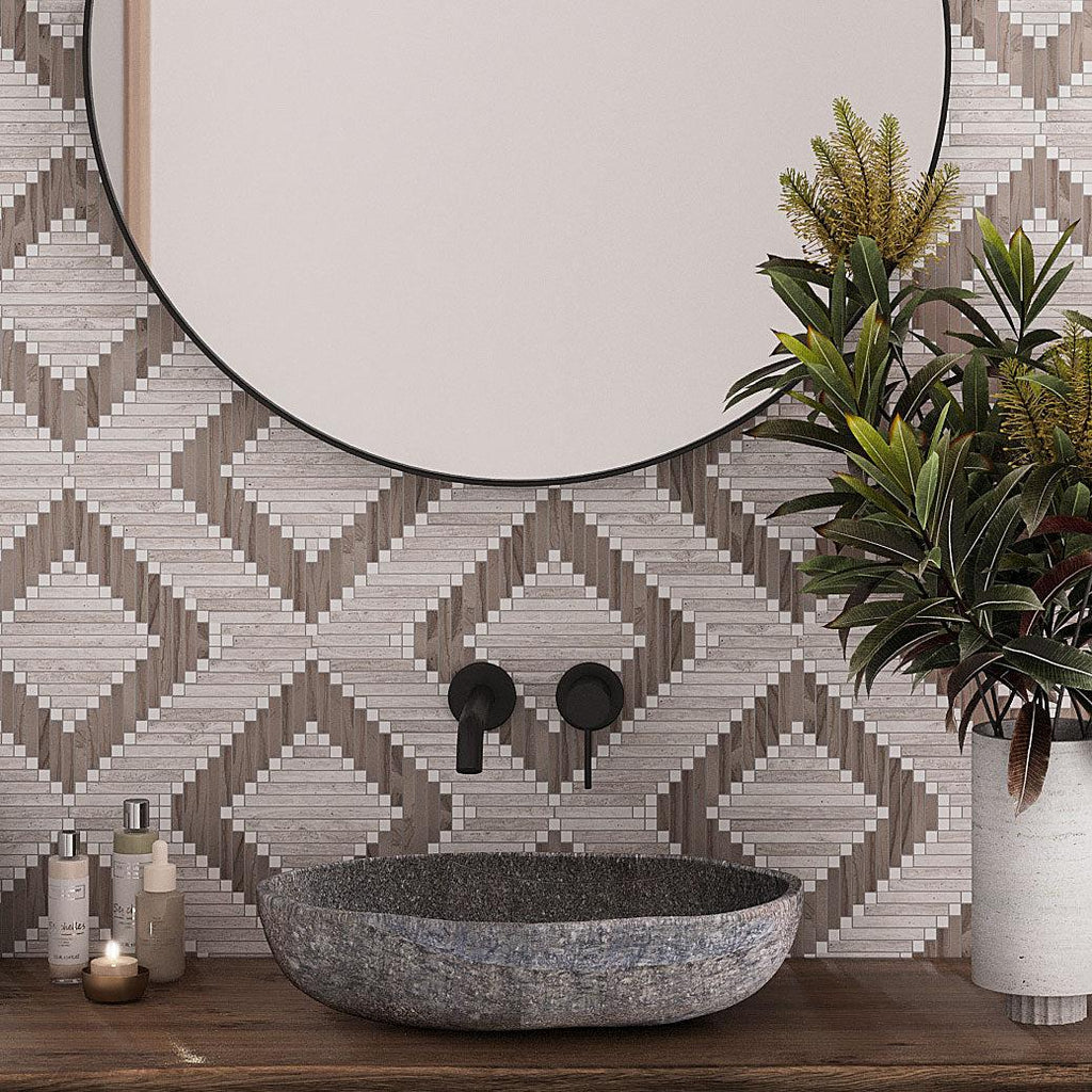 Santorini Geometric Wood Look Tile