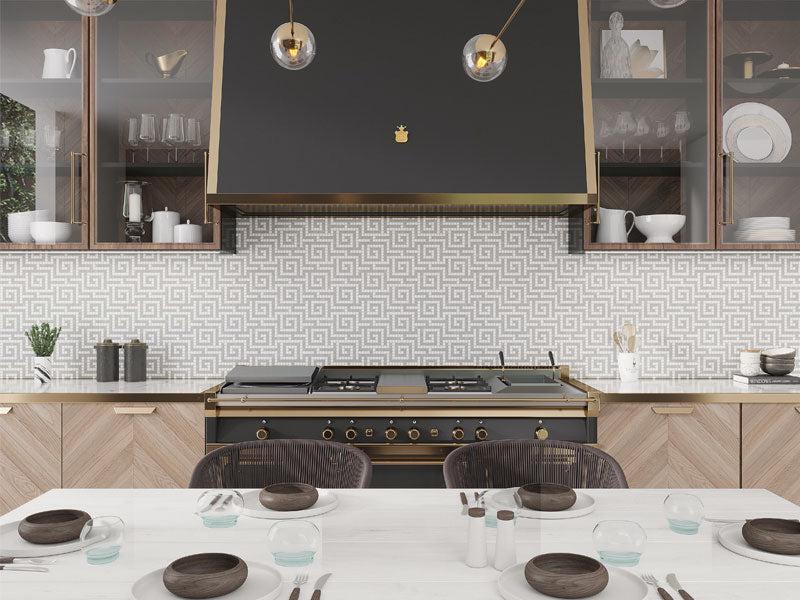 Santorini Gray Key Marble Mosaic Tile | Tile Club