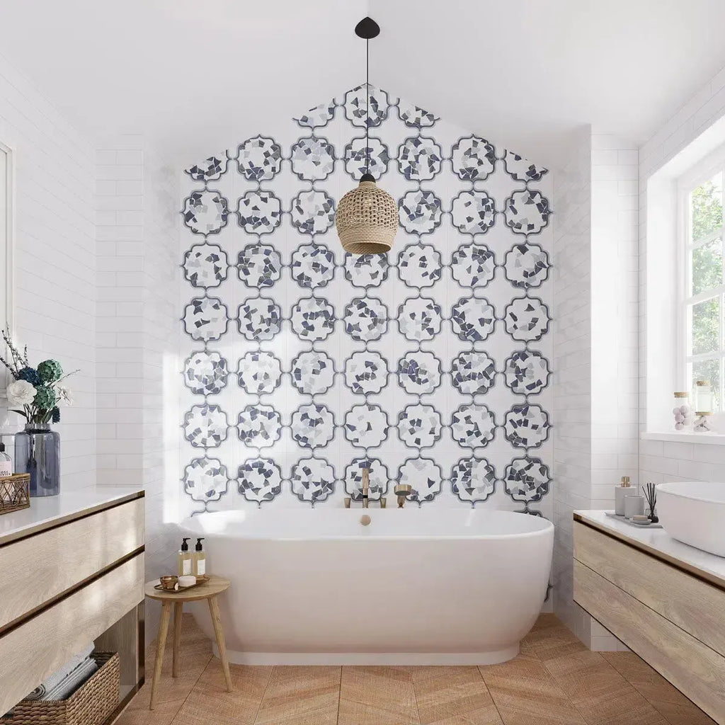 Santorini Medallion Blue Marble Mosaic Tile | Tile Club