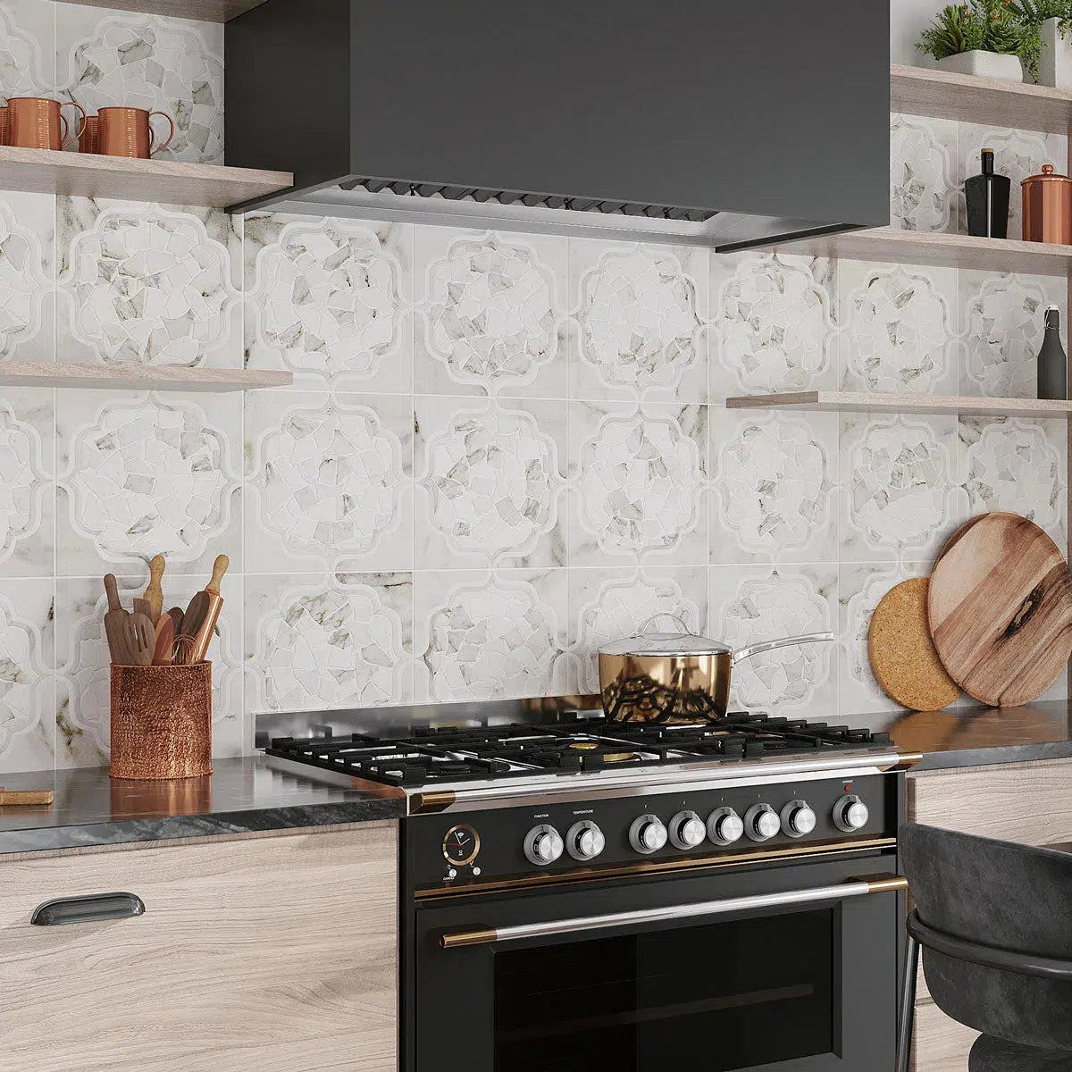 Santorini Medallion White Marble Mosaic Tile | Tile Club