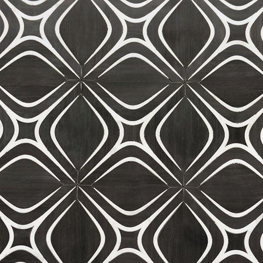 Santorini Retro Star Black Marble Mosaic Tile | Tile Club