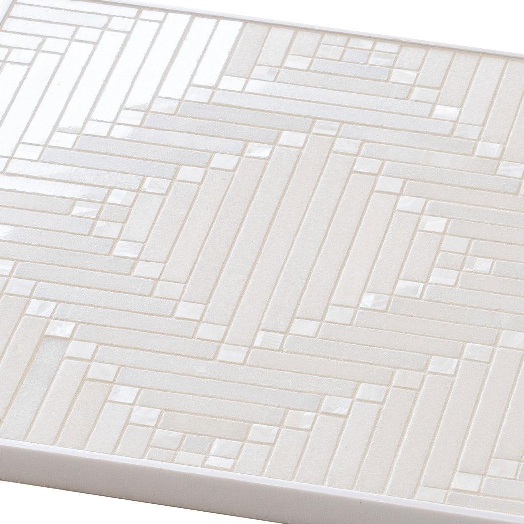 Santorini Geometric White Marble Mosaic Tile | Tile Club