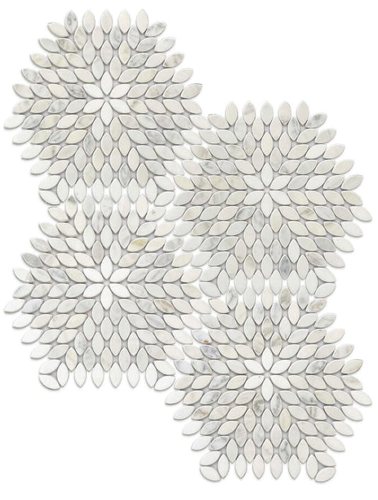 Santorini White Petals Marble Mosaic Tile | Tile Club