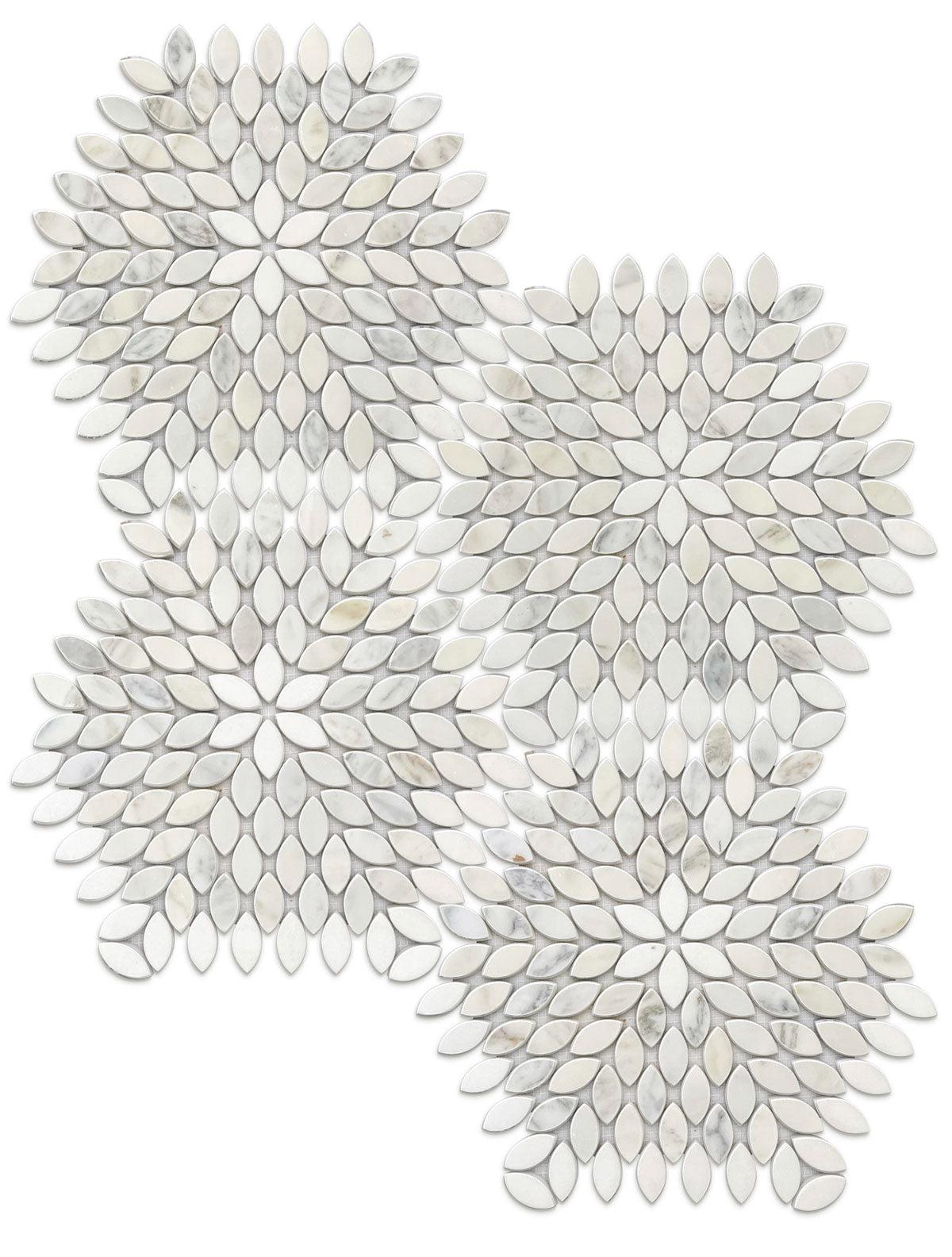 Santorini White Petals Marble Mosaic Tile | Tile Club