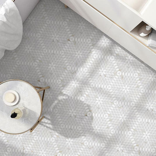 Santorini White Petals Marble Mosaic Tile | Tile Club