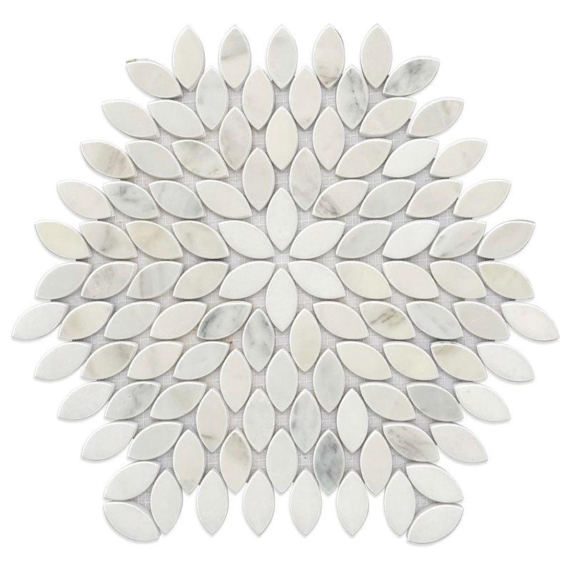 Santorini White Petals Marble Mosaic Tile | Tile Club