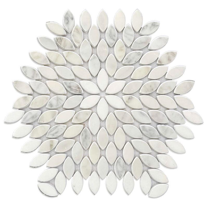 Santorini White Petals Marble Mosaic Tile | Tile Club