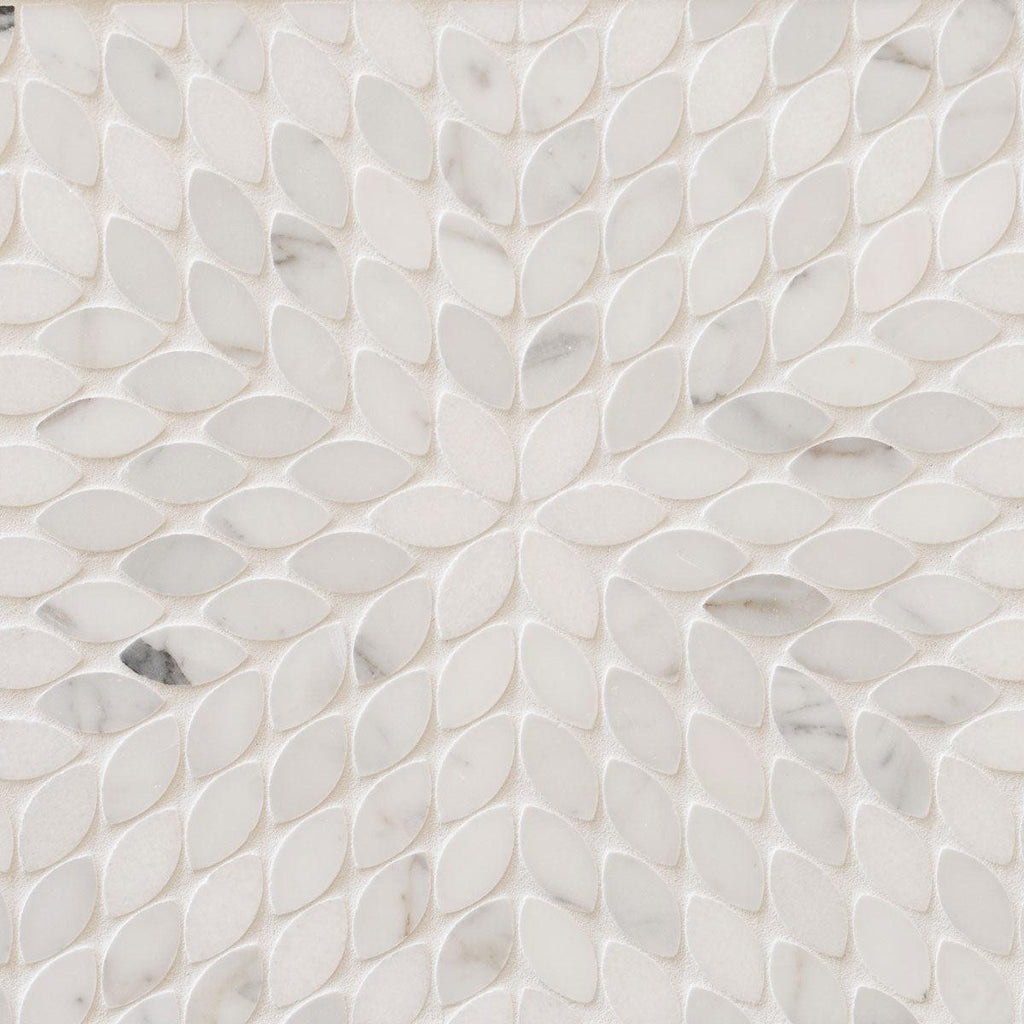 Santorini White Petals Marble Mosaic Tile | Tile Club