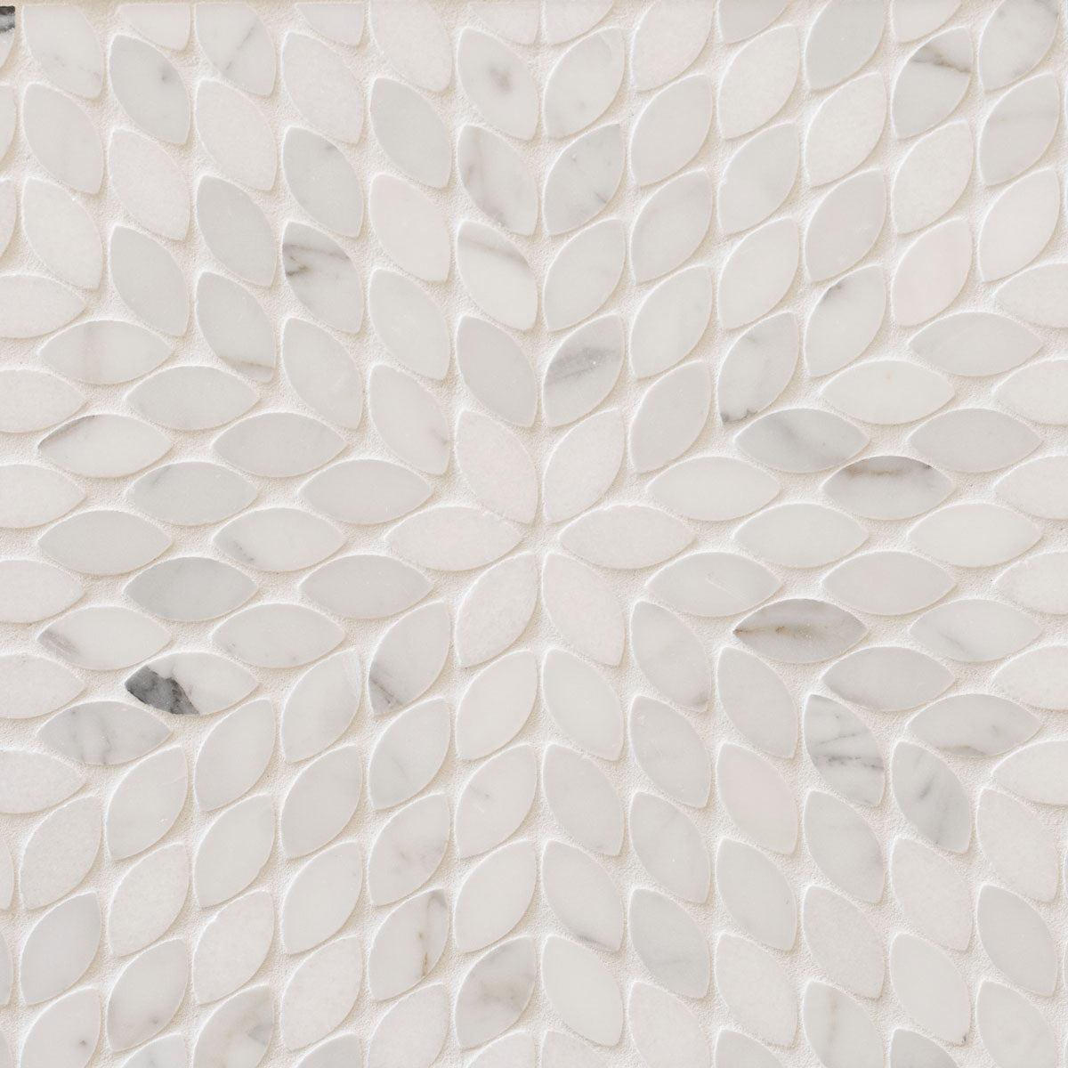 Santorini White Petals Marble Mosaic Tile | Tile Club
