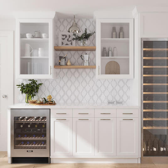 Santorini White Shell Laurel Marble Mosaic Tile | Tile Club