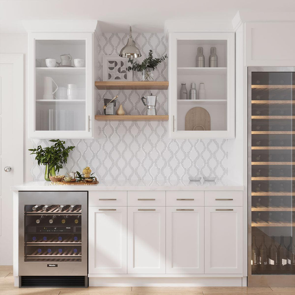 Santorini White Shell Laurel Marble Mosaic Tile | Tile Club
