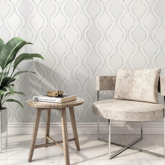 White marble and shell accent wall tile