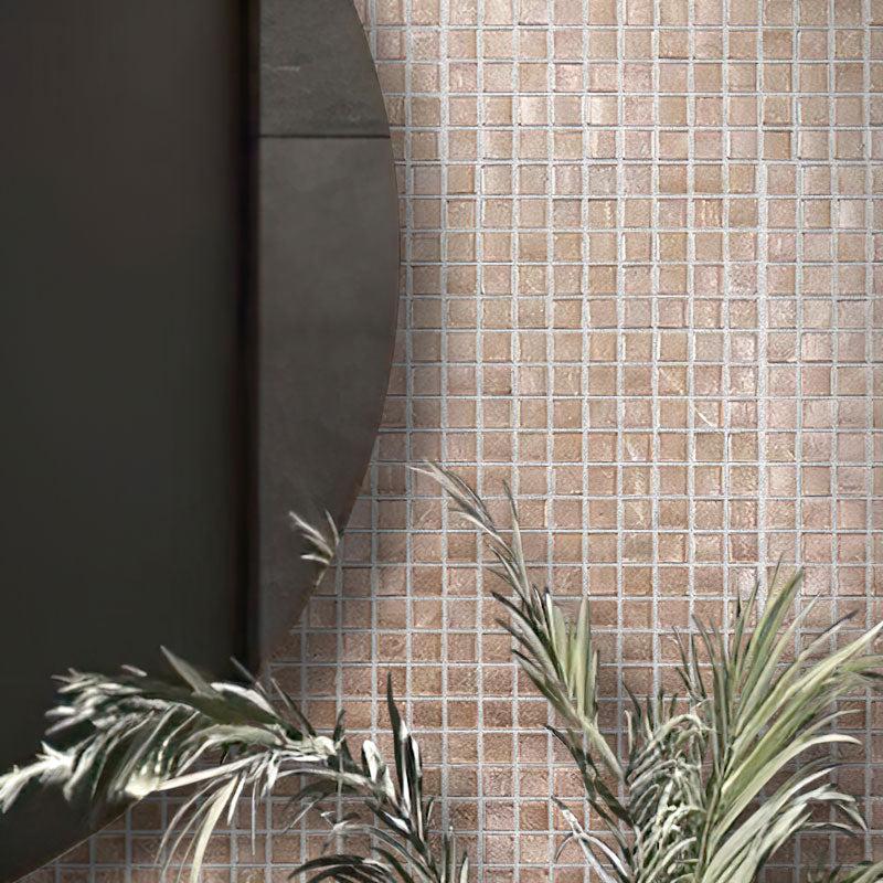Satin Taupe Squares Glass Tile