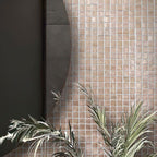 Satin Taupe Squares Glass Tile | Tile Club