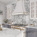 Scroll Calacatta Bluette and Thassos Marble Mosaic Tile | Tile Club
