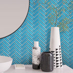 Sea Blue Herringbone Glass Tile | Tile Club