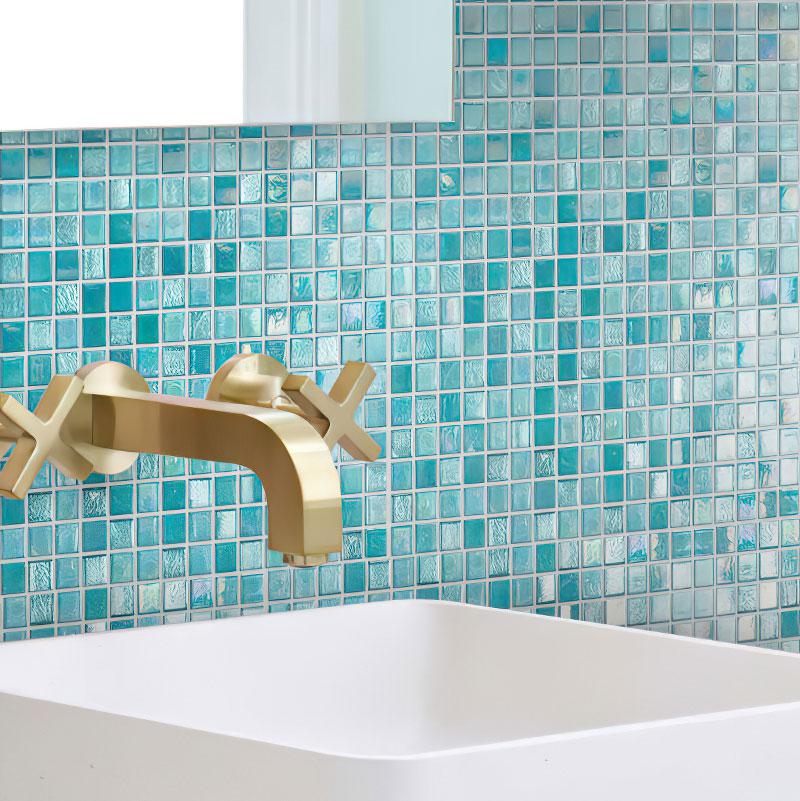Sea Foam Mixed Squares Glass Tile