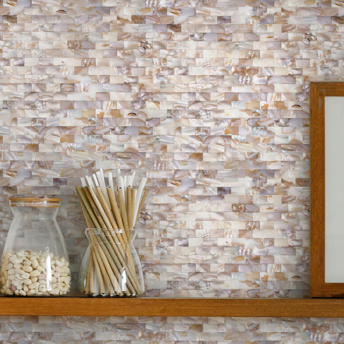 Seashell Dreams Brick Mother of Pearl Mosaic Tile