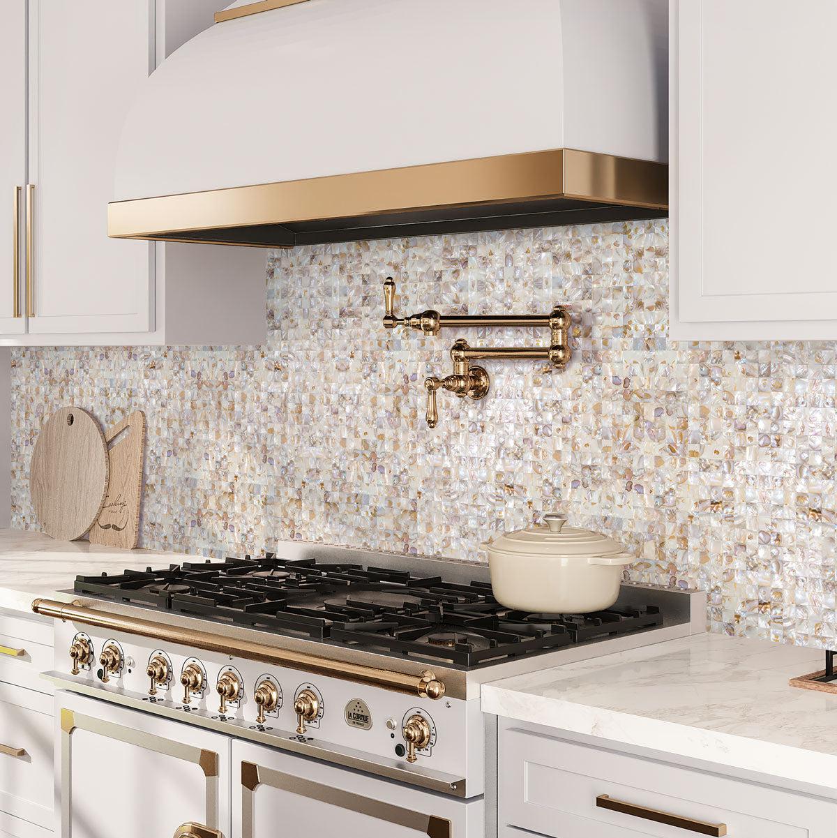 Seashell Dreams Square Mosaic Mother of Pearl backsplash Tile