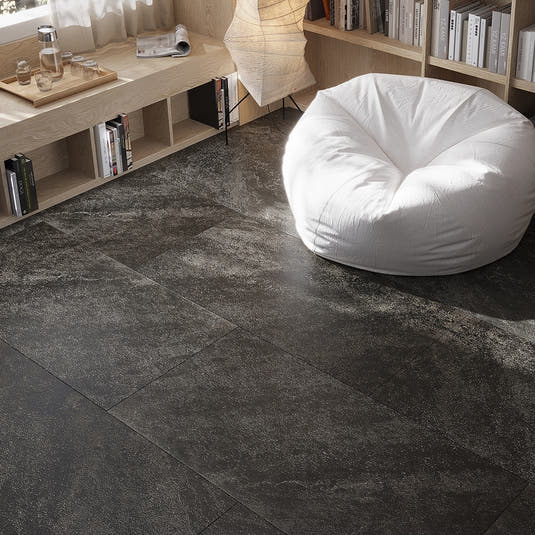 Sedara Black Stone Look Porcelain Tile 24x48 Living Area Flooring