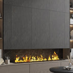 Sedara Black Striation Stone Look Porcelain Tile 24x48 Fireplace Surround