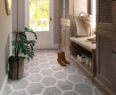 Selo Grand Hexagon Carrara And Thassos Marble Mosaic entryway floor