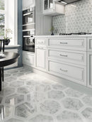 Selo Grand Hexagon Carrara And Thassos Marble Mosaic