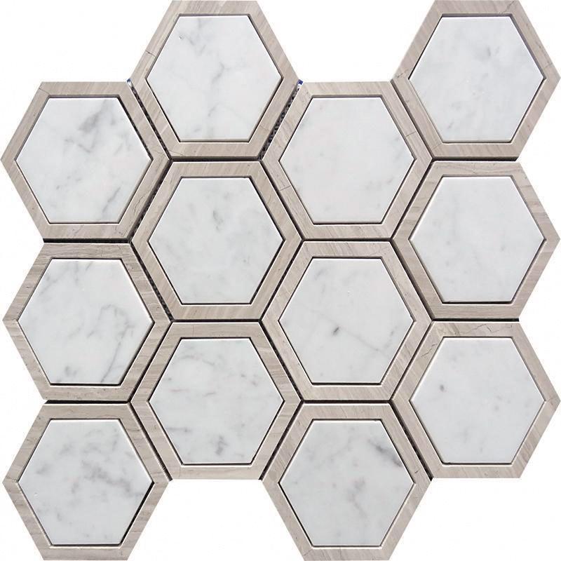 Tile Club | Selo Hex Carrara Marble Mosaic Wall & Floor Tile