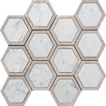 Selo Hex Carrara Marble Mosaic Tile Sample