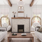 Selo Hex Wooden Beige Marble Mosaic Tile | Tile Club