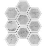 Selo Hexagon Carrara & Thassos Marble Mosaic Tile | Tile Club | Position1