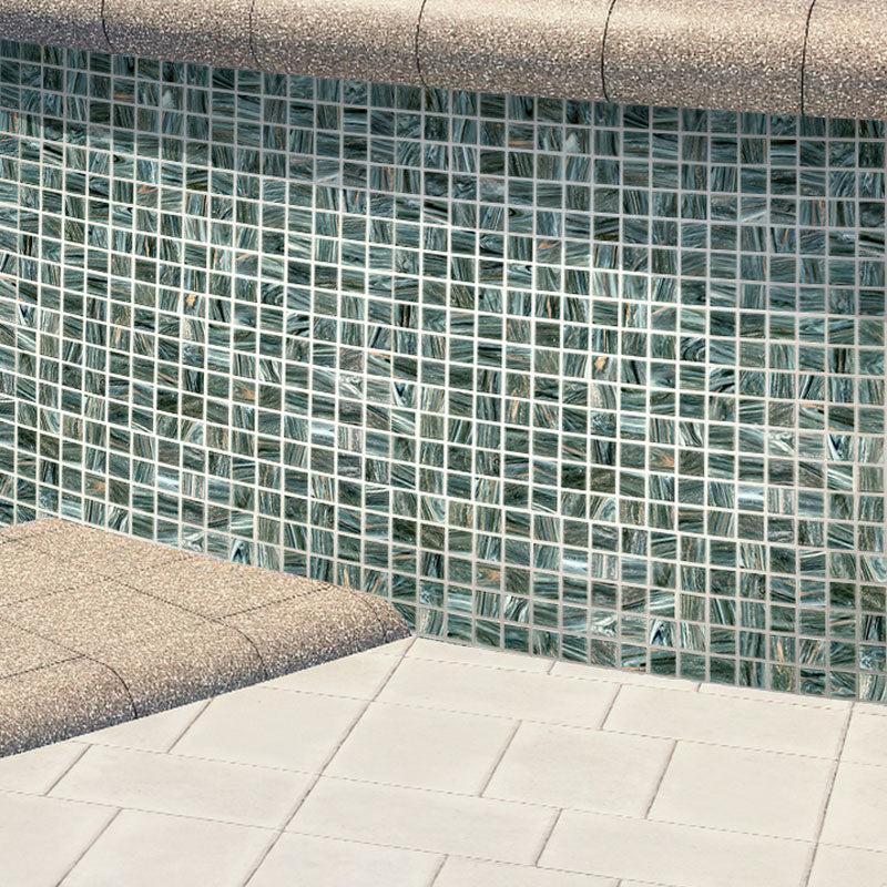 Shimmery Mountain Rock Mixed Squares Glass Pool Tile