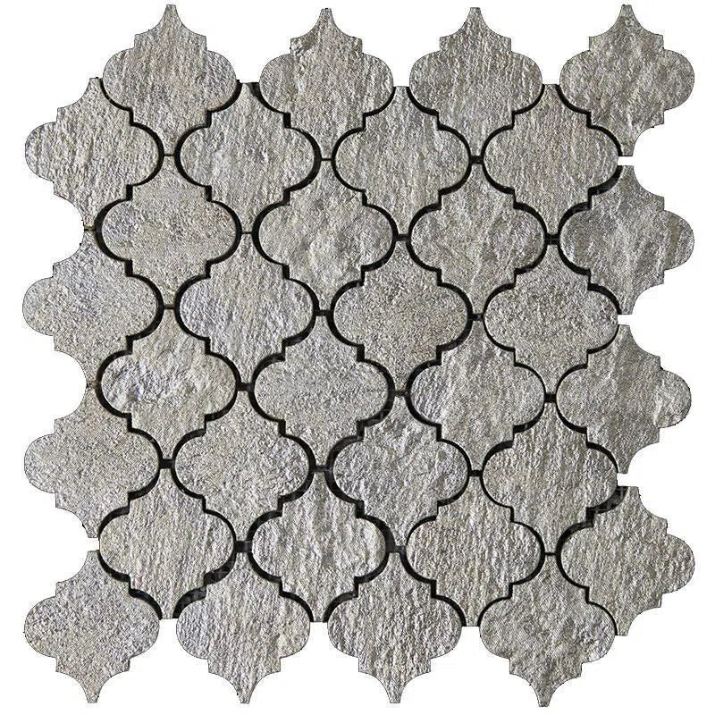 12" x 12" Silver Arabesque Mosaic Tile | Tile Club | Silver Marble Tile