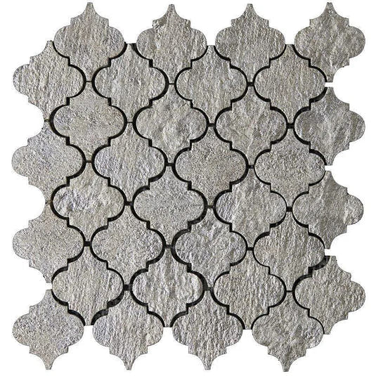 Silver Arabesque Mosaic Tile Sample