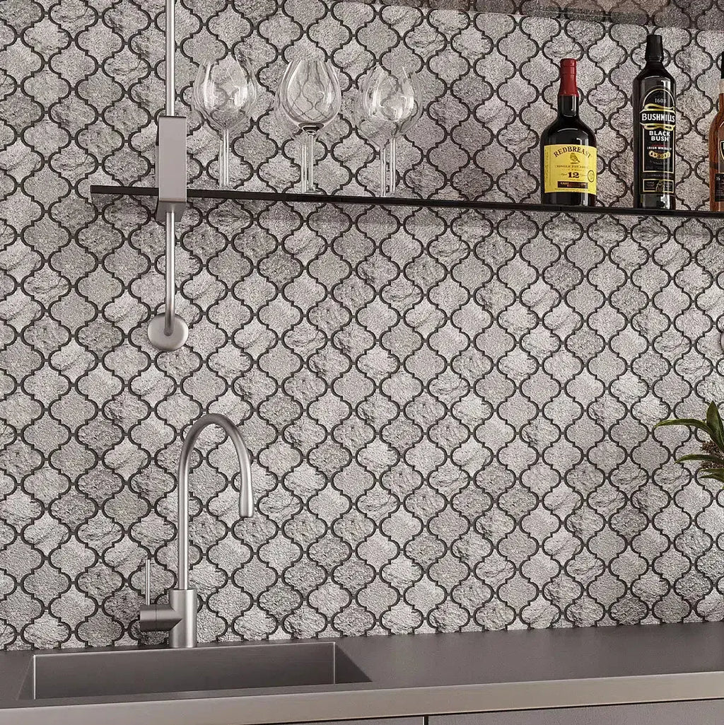 Silver Arabesque Mosaic Tile | Tile Club