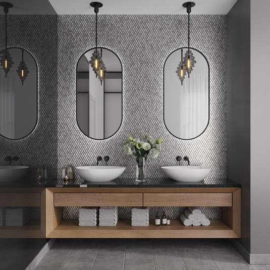 Silver Diamond Glass Mosaic Tile | Tile Club