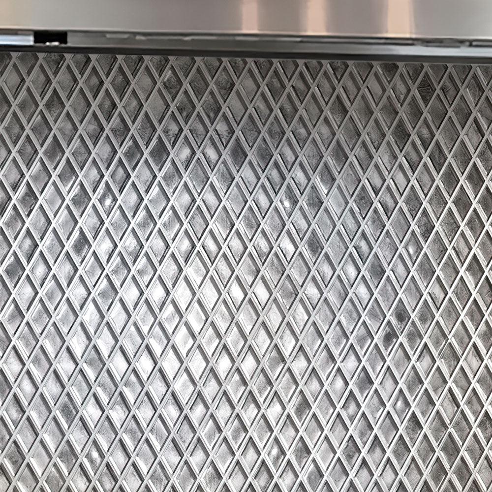 Silver Diamond Glass Mosaic Tile kitchen backsplash close-up