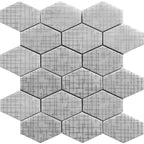 white elongated hexagon tile