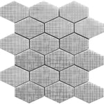 white elongated hexagon tile