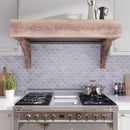Silver Etched White Elongated Hexagon Mosaic Tile Kitchen Backsplash