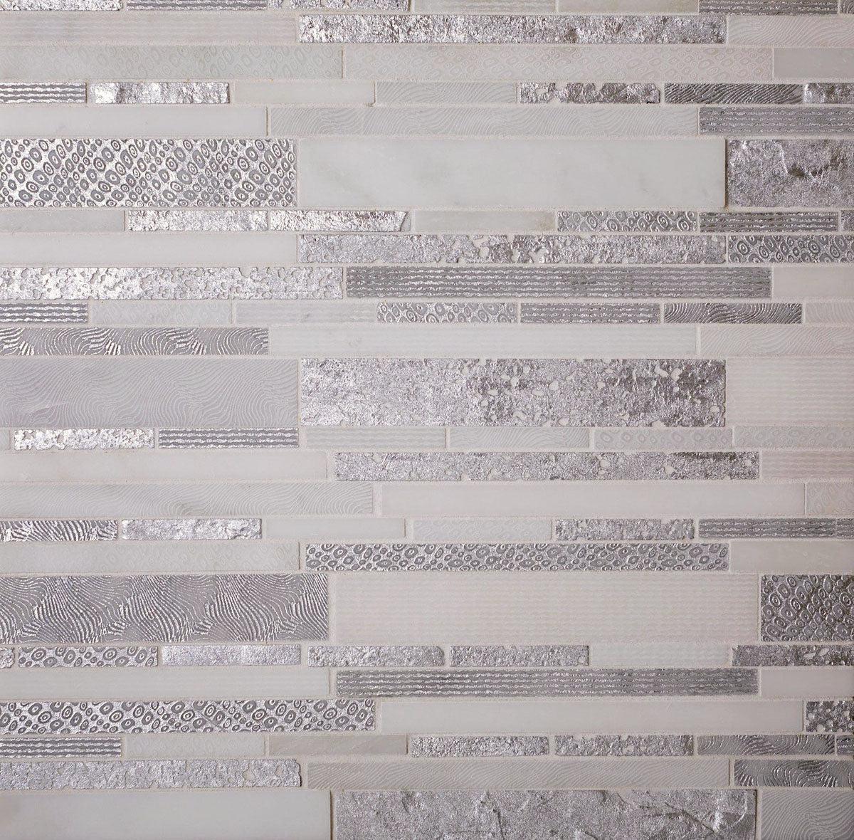 Silver White Matchstix Marble Mosaic Tile