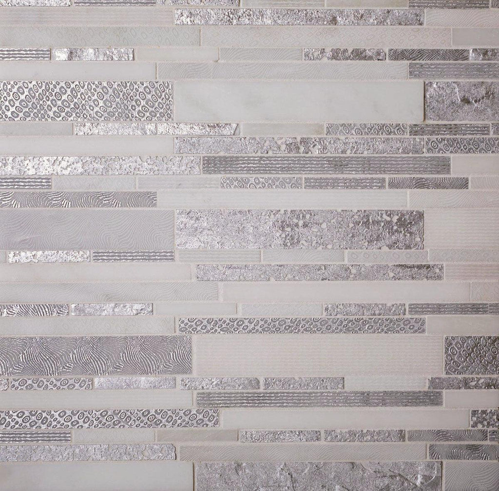 Silver White Matchstix Marble Mosaic Tile | Tile Club