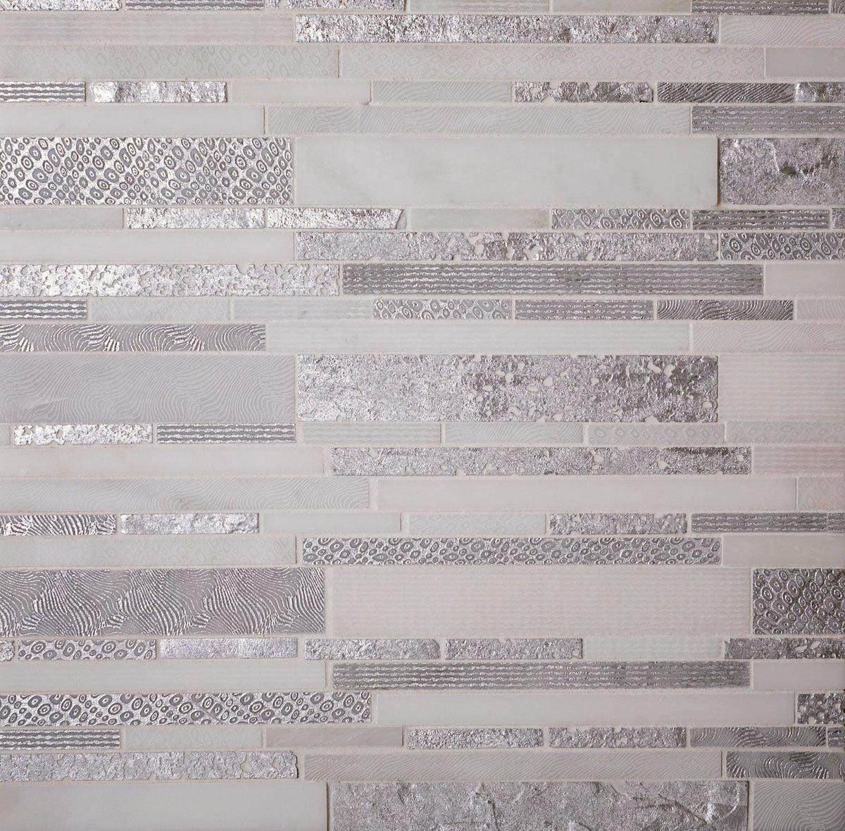 Silver White Matchstix Marble Mosaic Tile | Tile Club